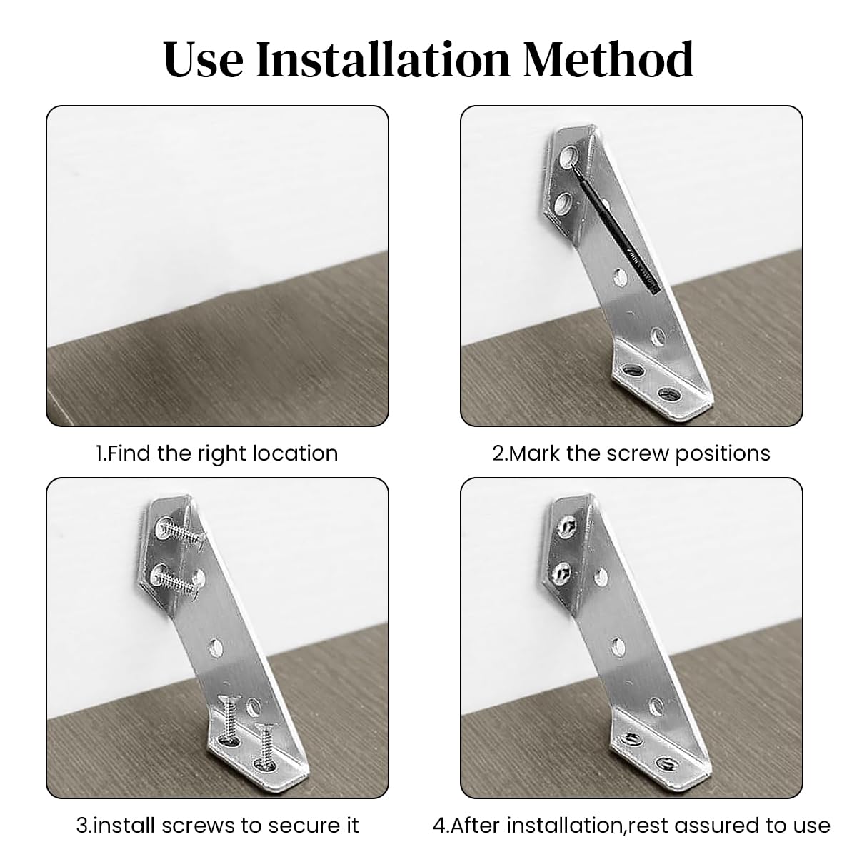 Struxline® 20Pcs Furniture Corner Brackets with 120Pcs Screws – Heavy Duty Stainless Steel Angle Support Connectors