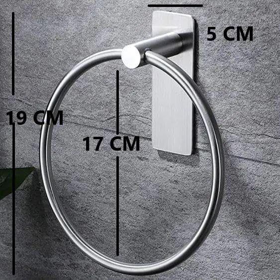 InnoCasa Stainless Steel Self Adhesive Round Towel Ring | No-Drill Wall Mounted Bathroom Accessory
