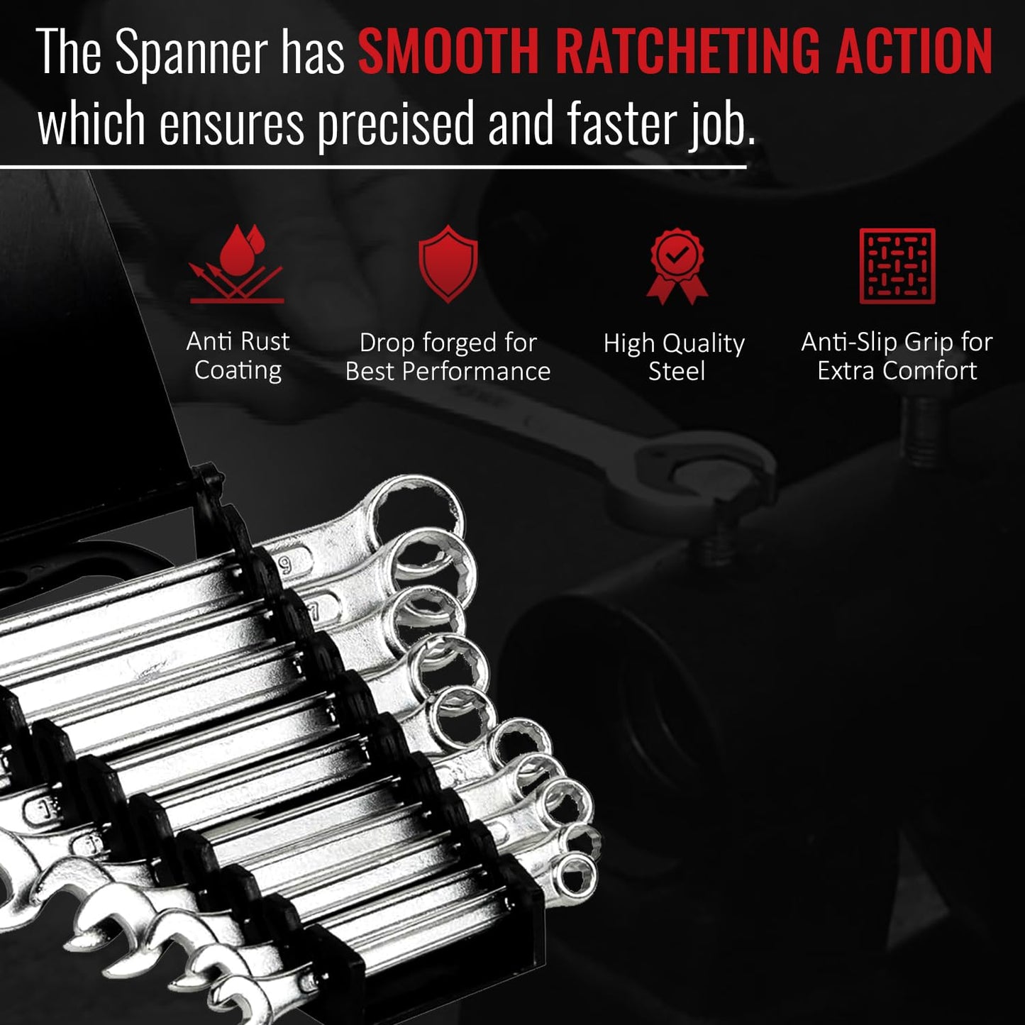 SENTRY Carbon Steel Combination Spanner Set/Wrench Set/Tool Kit Multipurpose Home Use and Professional Spanners
