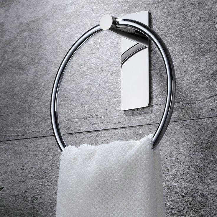InnoCasa Stainless Steel Self Adhesive Round Towel Ring | No-Drill Wall Mounted Bathroom Accessory