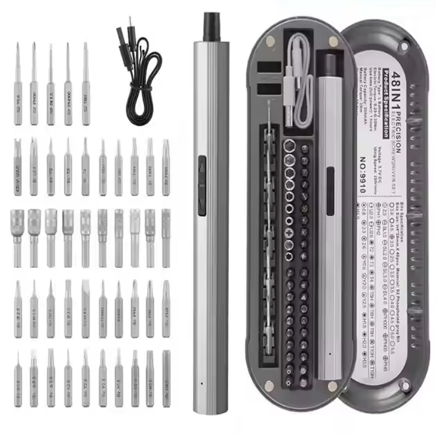BoltCraft Mini Electric Screwdriver, 48-in-1 Cordless Precision Power Tool Set with 45 Magnetic Bits